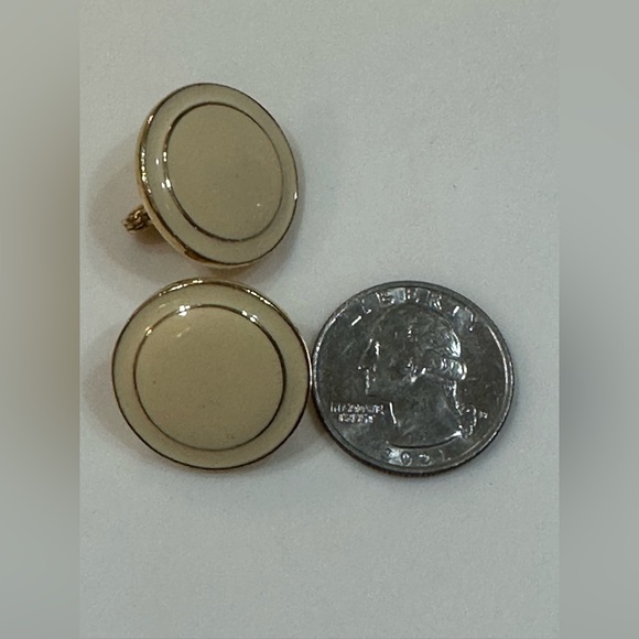 Monet Gold and Cream Earrings & 16”L Disc Necklace - Picture 7 of 9